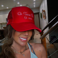 Red Vintage Cursive Trucker Hat
