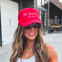 Red Vintage Cursive Trucker Hat