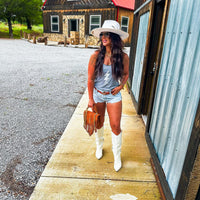 NEW Thunderbolt Tank, White on Grey